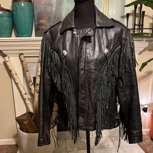 Harley-Davidson Black Leather Jacket with Fringe